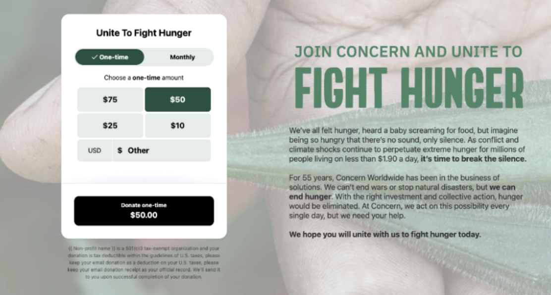 Donation website powered by Classy Studio